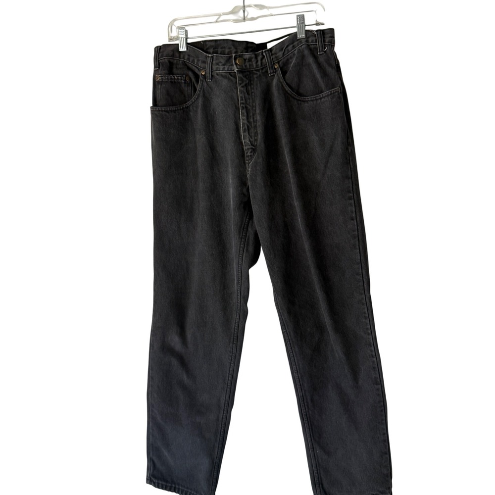 Eddie Bauer‎ Vintage 90s Mens Flannel Lined Jeans Dark Wash Straight Cabin 36x32